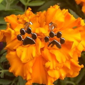 Paw Print Dog Bear Earrings 925 Sterling Silver